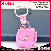 Personalized pu leather bag shaped mini coin purse keychain